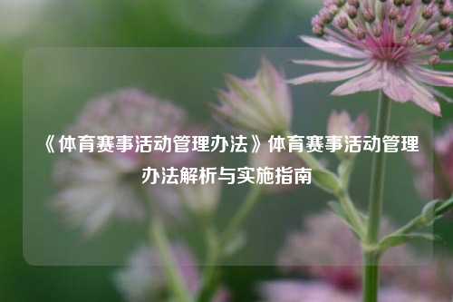 《体育赛事活动管理办法》体育赛事活动管理办法解析与实施指南