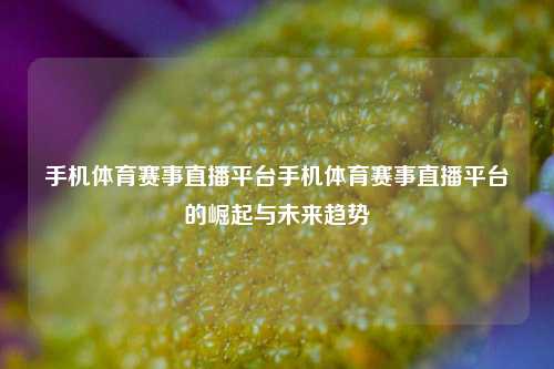 手机体育赛事直播平台手机体育赛事直播平台的崛起与未来趋势