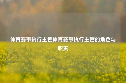 体育赛事执行主管体育赛事执行主管的角色与职责