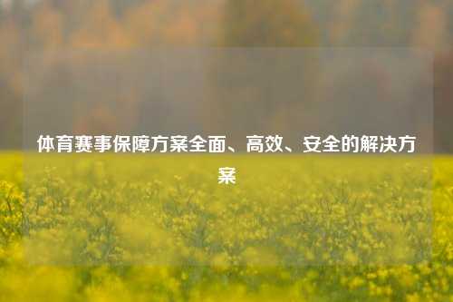 体育赛事保障方案全面、高效、安全的解决方案