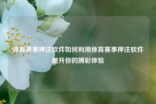 体育赛事押注软件如何利用体育赛事押注软件提升你的博彩体验
