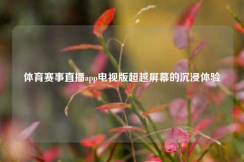 体育赛事直播app电视版超越屏幕的沉浸体验