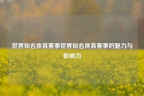 世界知名体育赛事世界知名体育赛事的魅力与影响力