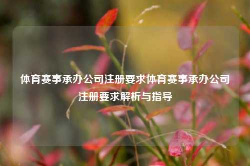 体育赛事承办公司注册要求体育赛事承办公司注册要求解析与指导