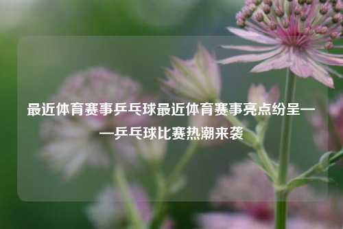 最近体育赛事乒乓球最近体育赛事亮点纷呈——乒乓球比赛热潮来袭
