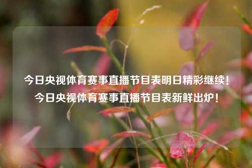 今日央视体育赛事直播节目表明日精彩继续！今日央视体育赛事直播节目表新鲜出炉！