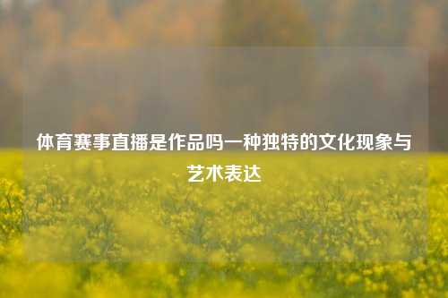 体育赛事直播是作品吗一种独特的文化现象与艺术表达