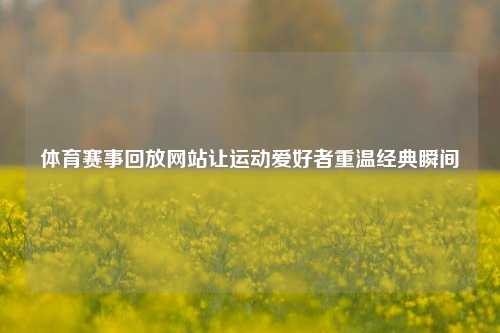 体育赛事回放网站让运动爱好者重温经典瞬间