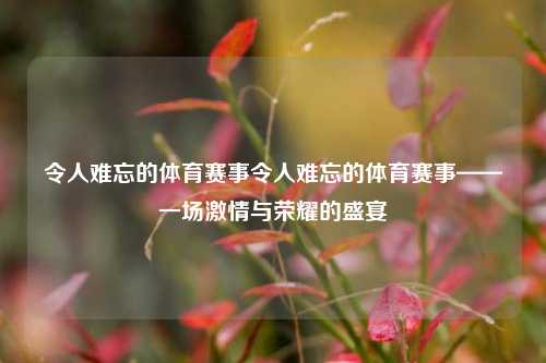 令人难忘的体育赛事令人难忘的体育赛事——一场激情与荣耀的盛宴