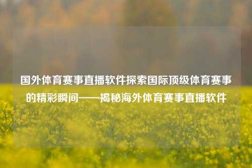 国外体育赛事直播软件探索国际顶级体育赛事的精彩瞬间——揭秘海外体育赛事直播软件