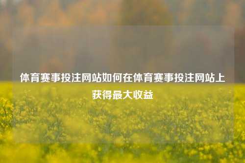 体育赛事投注网站如何在体育赛事投注网站上获得最大收益
