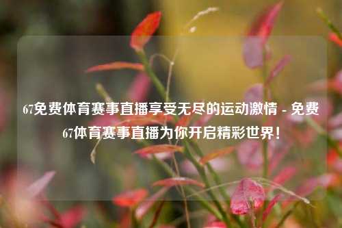67免费体育赛事直播享受无尽的运动激情 - 免费67体育赛事直播为你开启精彩世界！